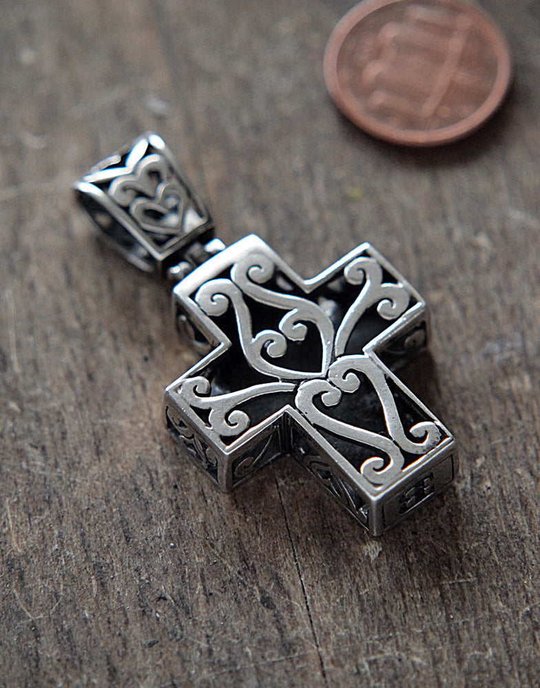 Silber Kreuz Rosenkranz Anhänger Perlmutt filigran silver cross